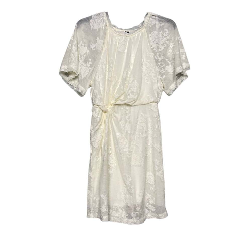 Anthropologie Crew-Neck Burnout Shirt Dress Knot Twist Ivory Women’s Size XS